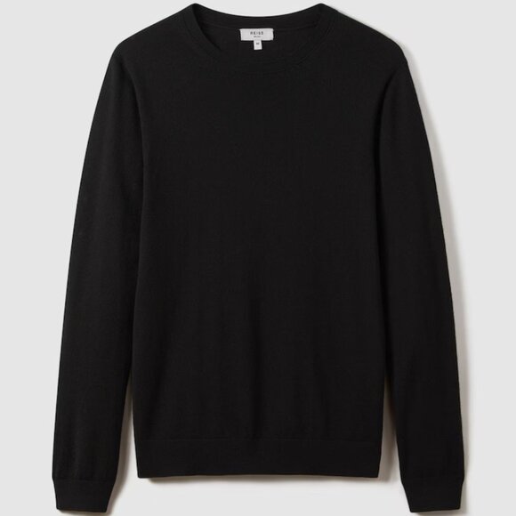 Reiss 100% Merino Wool Crewneck Sweater – Black – Size XL - Picture 2 of 7